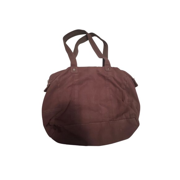 Thirty-One Brown Canvas Tote Bag With Dual Handles & Front Pockets - Picture 2 of 4